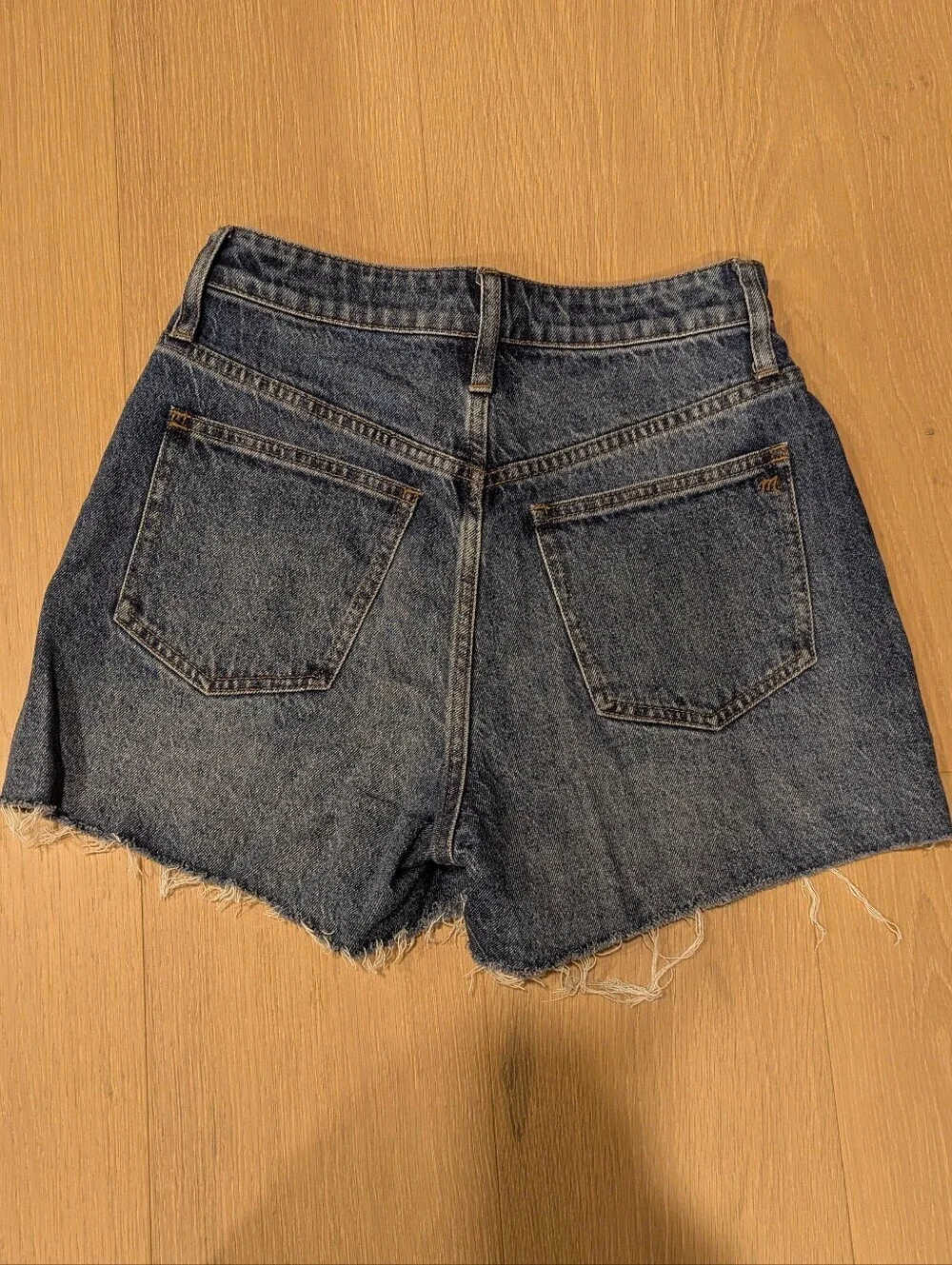 Classic High-Rise Distressed Denim Shorts - Blue Curvy Vintage Fit